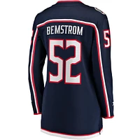 Maillot de joueur échappé à domicile Fanatics Emil Bemstrom bleu marine Columbus Blue Jackets pour femmes