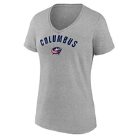 Women's Fanatics Gray Columbus Blue Jackets V-Neck T-Shirt
