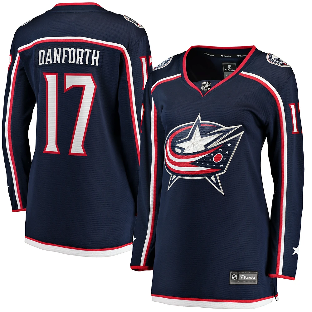 Fanatics pour femmes Justin Danforth Navy Columbus Blue Jackets Maillot de joueur échappé à domicile