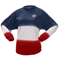 T-shirt à manches longues ombré Columbus Blue Jackets Fanatics pour femmes bleu marine/rouge