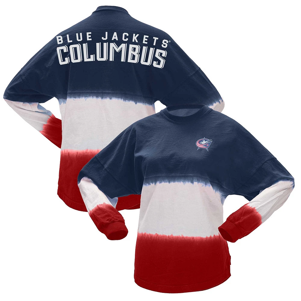 Women's Fanatics Navy/Red Columbus Blue Jackets Ombre Long Sleeve T-Shirt