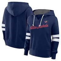 Women's Fanatics Navy Columbus Blue Jackets Seize Fleece Pullover Hoodie