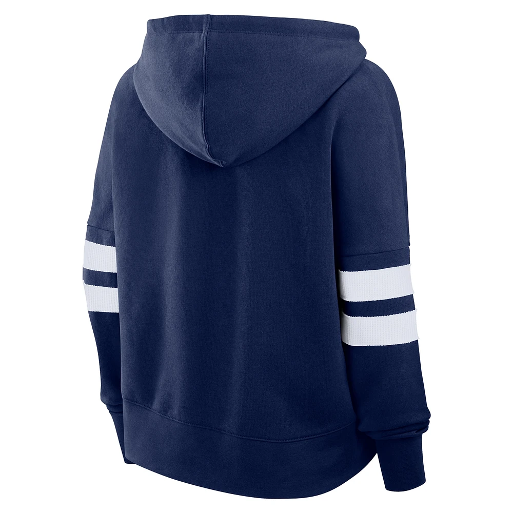 Women's Fanatics Navy Columbus Blue Jackets Seize Fleece Pullover Hoodie