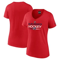 Women's Fanatics Red Columbus Blue Jackets Authentic Pro Primary V-Neck T-Shirt