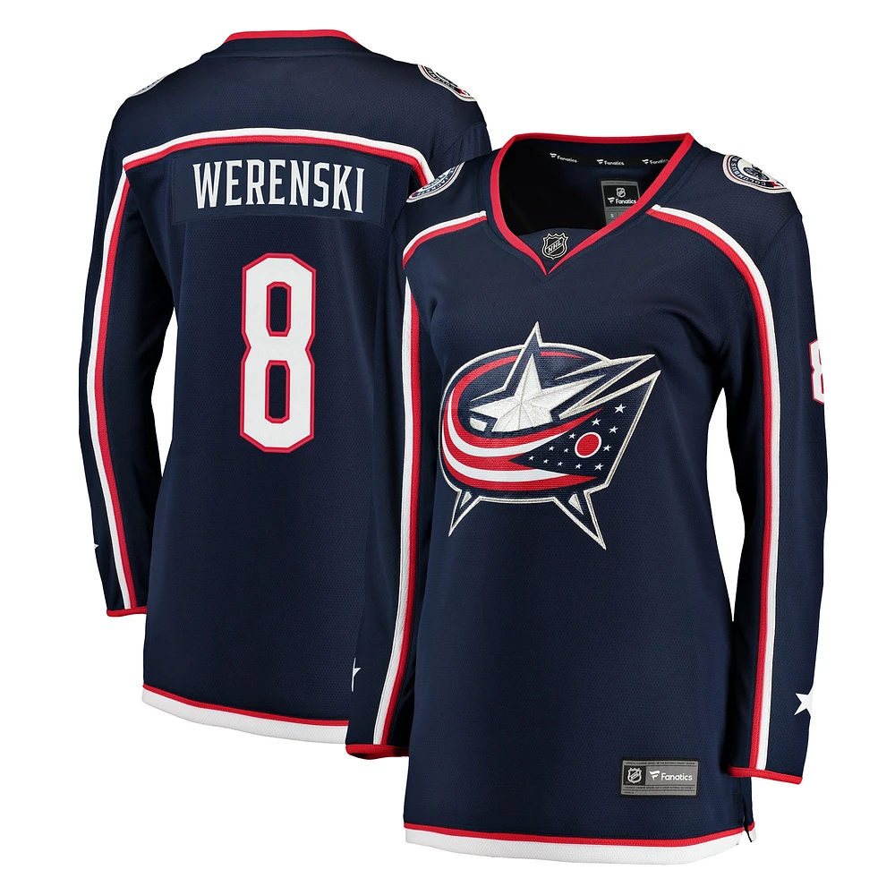 Maillot Breakaway Fanatics Zach Werenski pour femmes, bleu marine, Columbus Blue Jackets