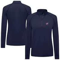 Women's Levelwear Navy Columbus Blue Jackets Kinetic Insignia Core Raglan Quarter-Zip Top