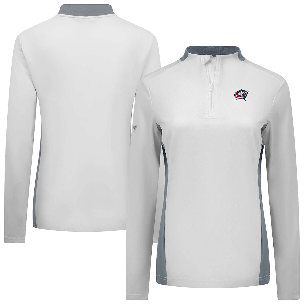 Haut à glissière quart de tour Moxie Insignia Core pour femme des Columbus Blue Jackets Levelwear blanc