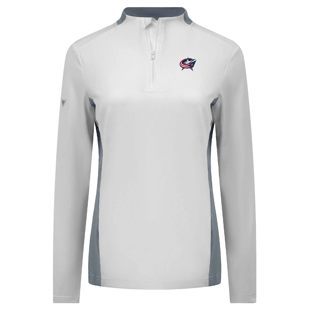 Haut à glissière quart de tour Moxie Insignia Core pour femme des Columbus Blue Jackets Levelwear blanc