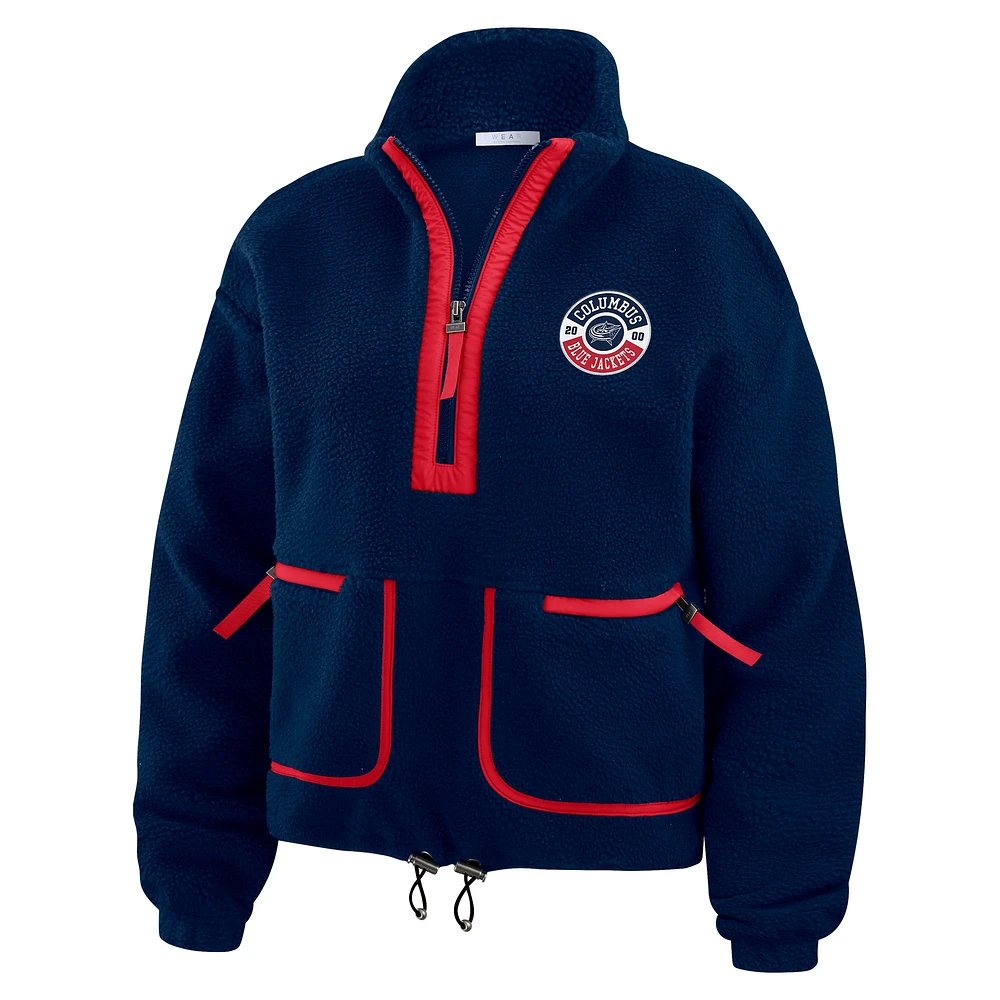 Women's WEAR by Erin Andrews  Navy Columbus Blue Jackets Polar Fleece Half-Zip Jacket