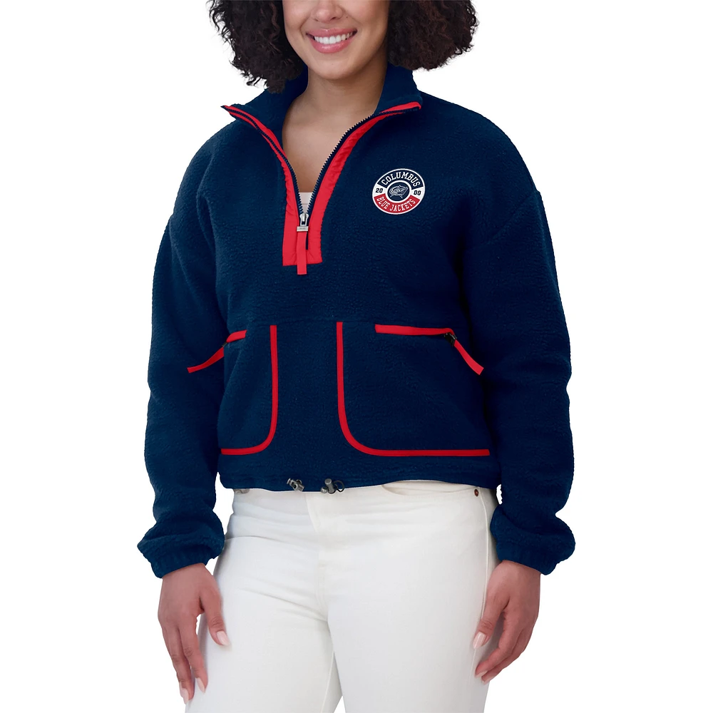 Women's WEAR by Erin Andrews  Navy Columbus Blue Jackets Polar Fleece Half-Zip Jacket