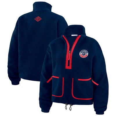 Women's WEAR by Erin Andrews  Navy Columbus Blue Jackets Polar Fleece Half-Zip Jacket