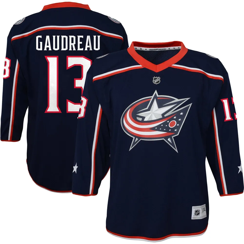 Maillot de joueur réplique Johnny Gaudreau bleu marine Columbus Blue Jackets pour jeunes