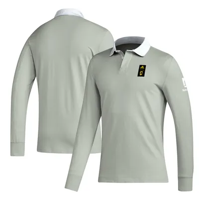 Polo à manches longues adidas 2023 Player gris Columbus Crew Travel pour hommes