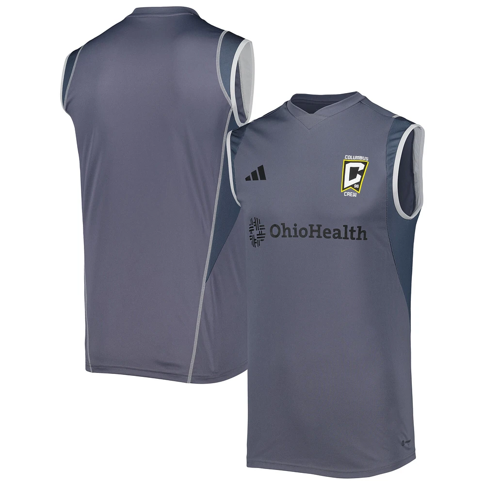 Men's adidas Gray Columbus Crew 2023 On-Field Sleeveless Training Jersey