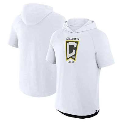 Sweat à capuche manches courtes raglan blanc Columbus Crew Hat Trick Stadium Slub pour hommes Fanatics