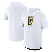 Sweat à capuche manches courtes raglan blanc Columbus Crew Hat Trick Stadium Slub pour hommes Fanatics
