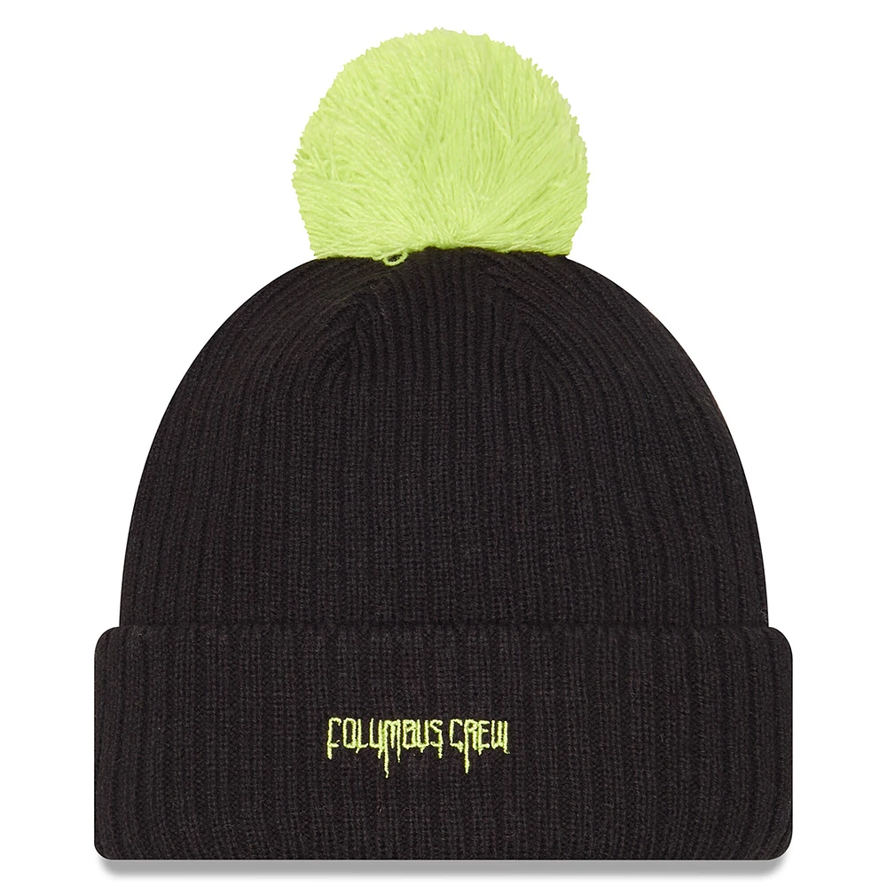 Bonnet en tricot à revers et pompon Columbus Crew 2025 Jersey Hook de New Era pour homme