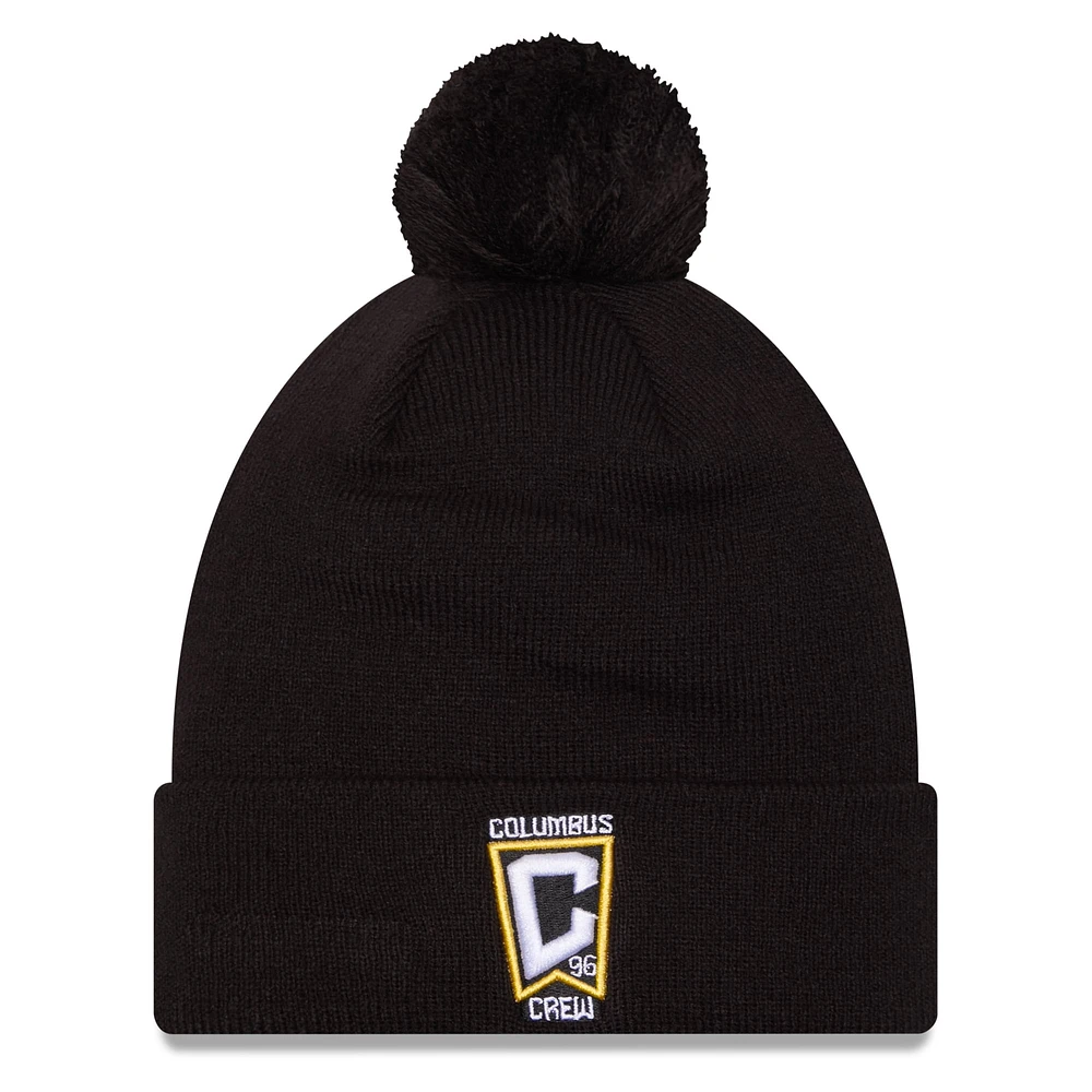 Men's New Era  Black Columbus Crew Jersey Hook Cuff Knit Hat with Pom