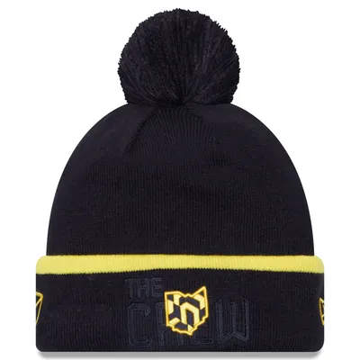 Columbus Crew New Era Wordmark Kick Off Cuffed Knit Hat with Pom - Black