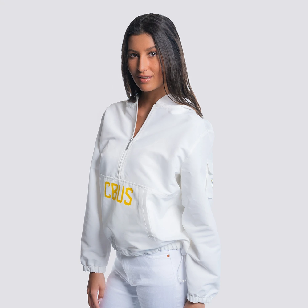 Women's Lusso  White Columbus Crew Paige Half-Zip Hooded Jacket