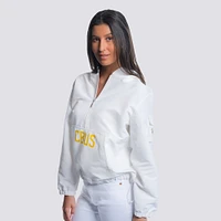 Women's Lusso  White Columbus Crew Paige Half-Zip Hooded Jacket