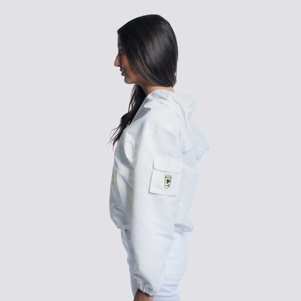 Women's Lusso  White Columbus Crew Paige Half-Zip Hooded Jacket