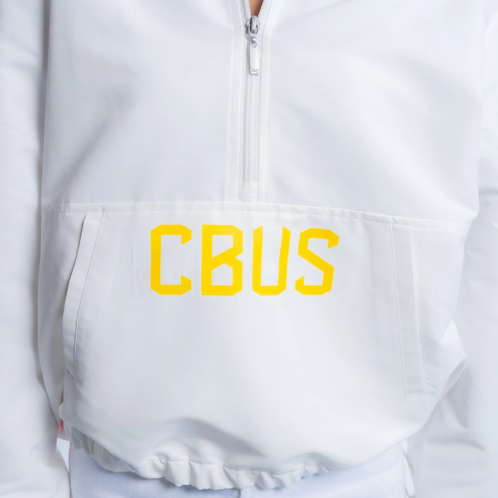 Women's Lusso  White Columbus Crew Paige Half-Zip Hooded Jacket
