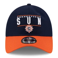 Casquette ajustable unisexe New Era bleu marine/orange Connecticut Sun 2025 WNBA Draft 9TWENTY