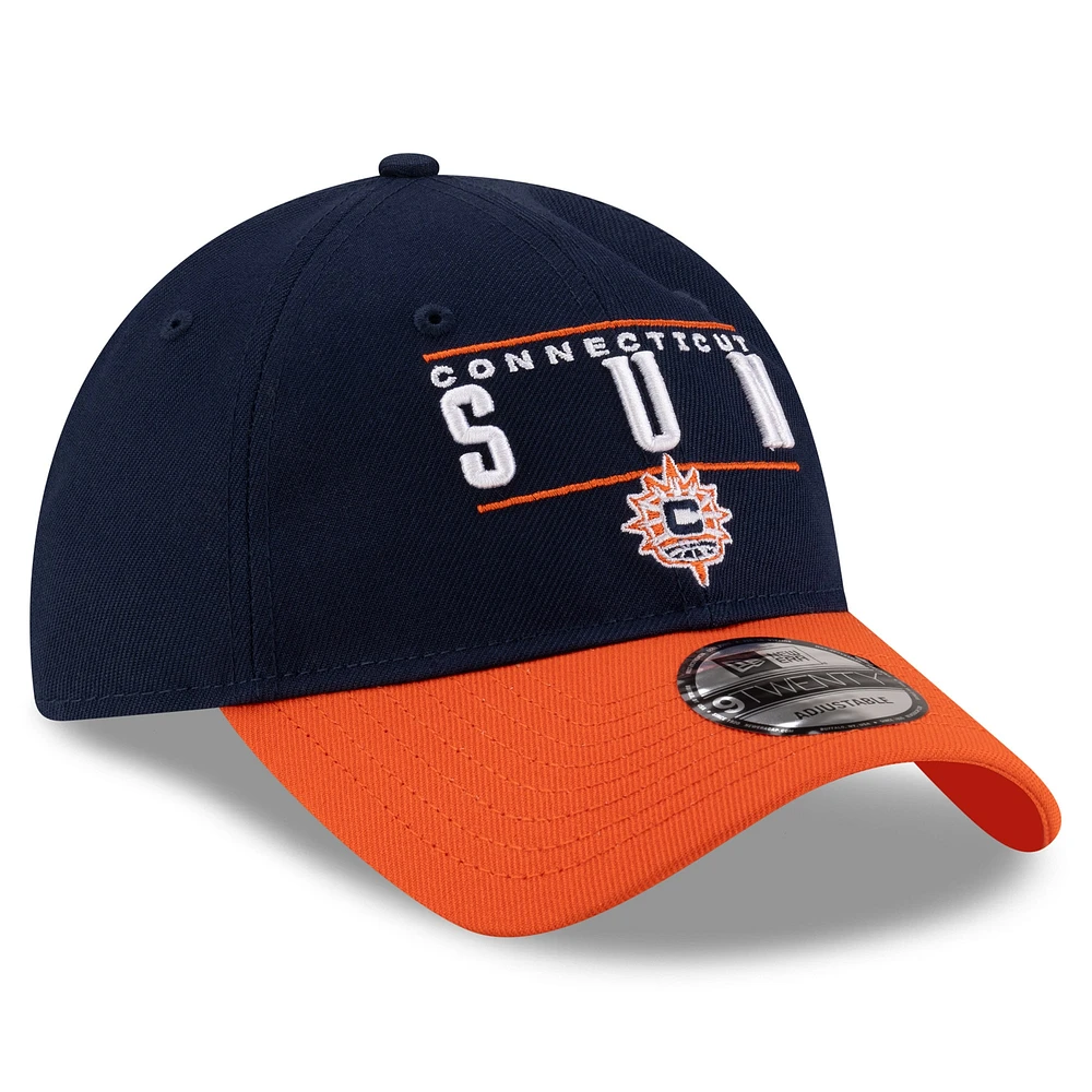 Casquette ajustable unisexe New Era bleu marine/orange Connecticut Sun 2025 WNBA Draft 9TWENTY