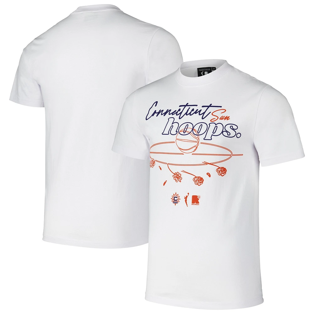 Unisex round21 White Connecticut Sun Hoops T-Shirt