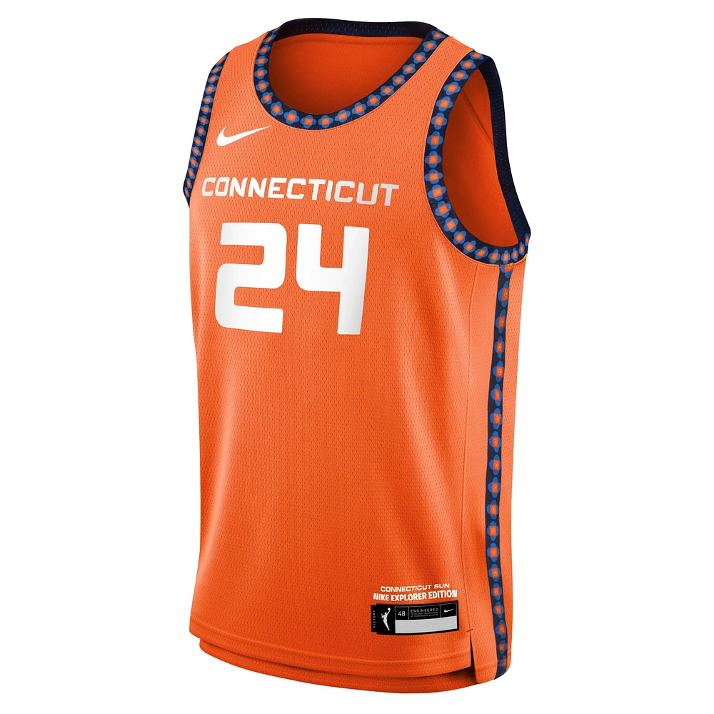 Maillot de joueur Nike DeWanna Bonner Orange Connecticut Sun Swingman pour jeune - Édition Explorer