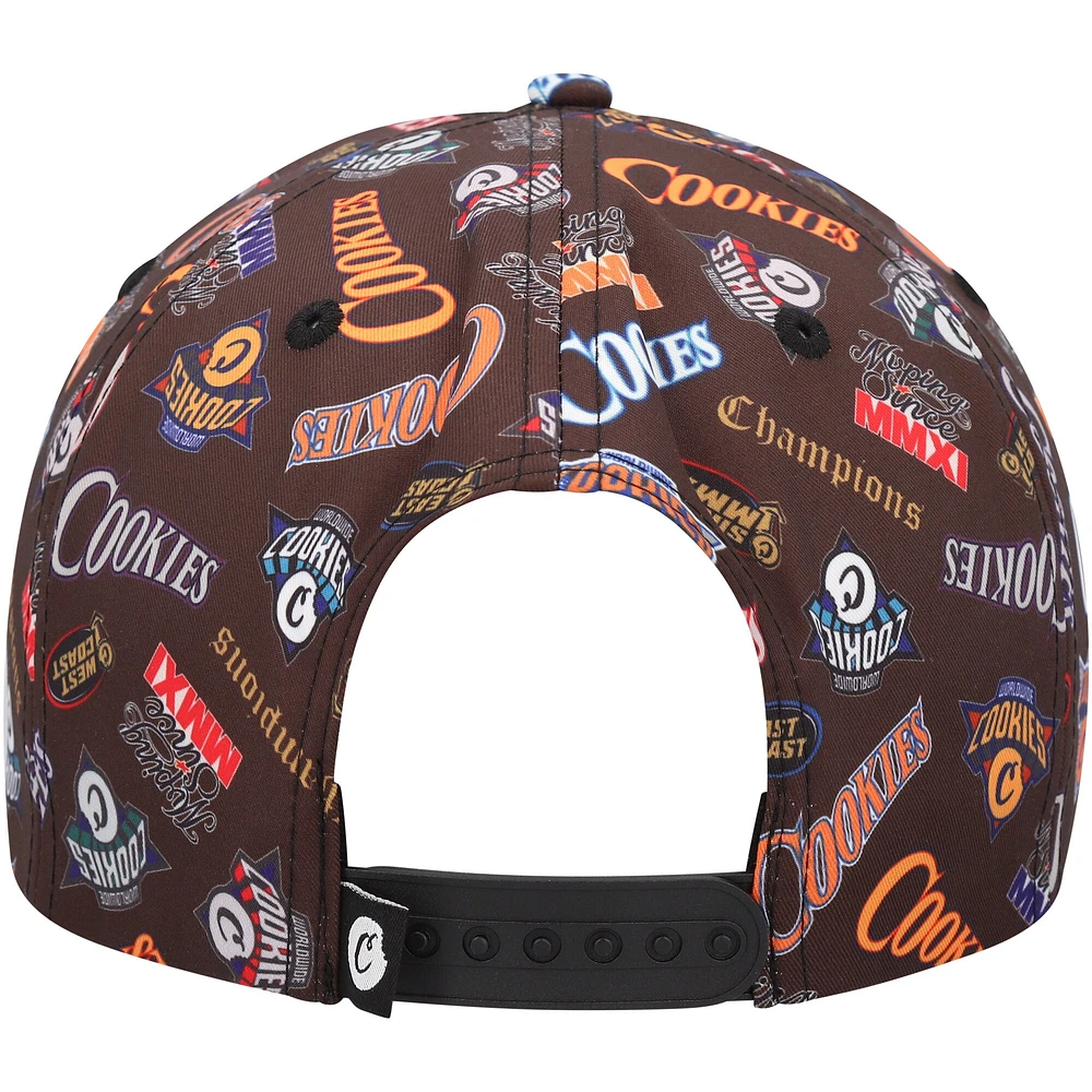 Men's Brown Cookies Full Clip Allover Print Snapback Hat