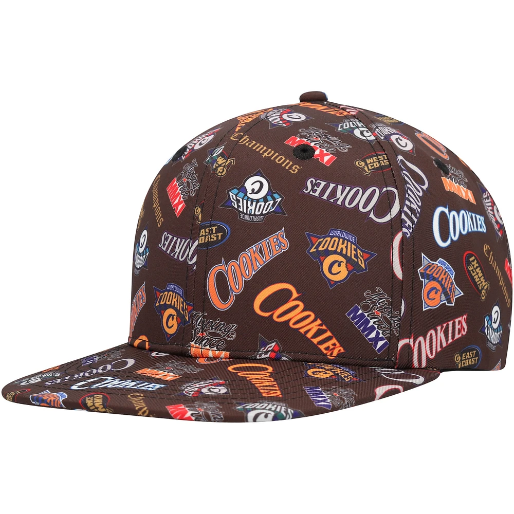 Men's Brown Cookies Full Clip Allover Print Snapback Hat