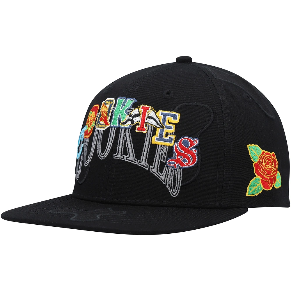 Men's Cookies Clothing Black All Over Snapback Hat