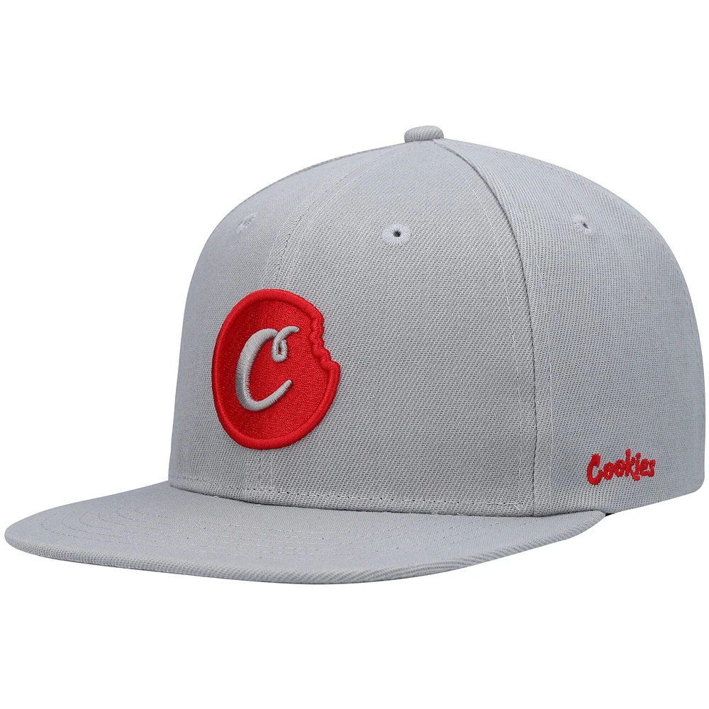 Men's Cookies Gray C-Bite Solid Snapback Hat