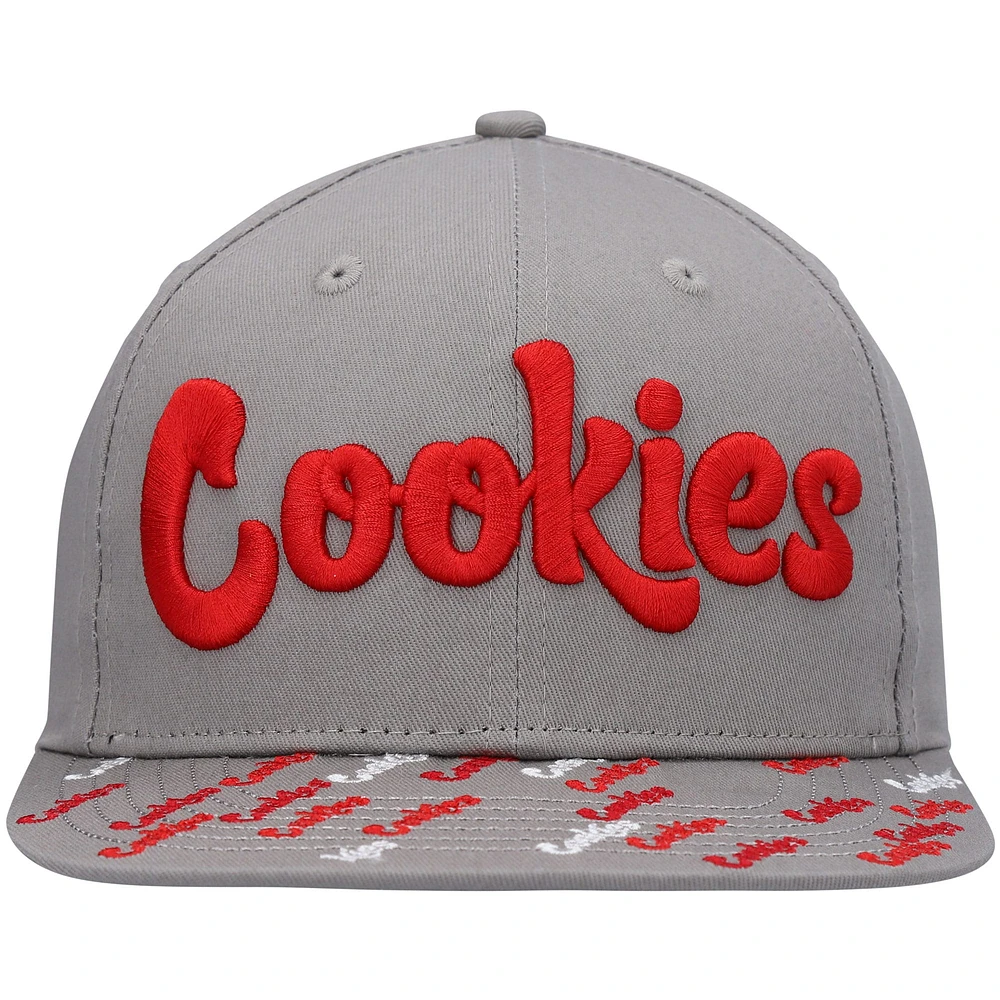 Men's Cookies Gray Triple Beam Snapback Hat