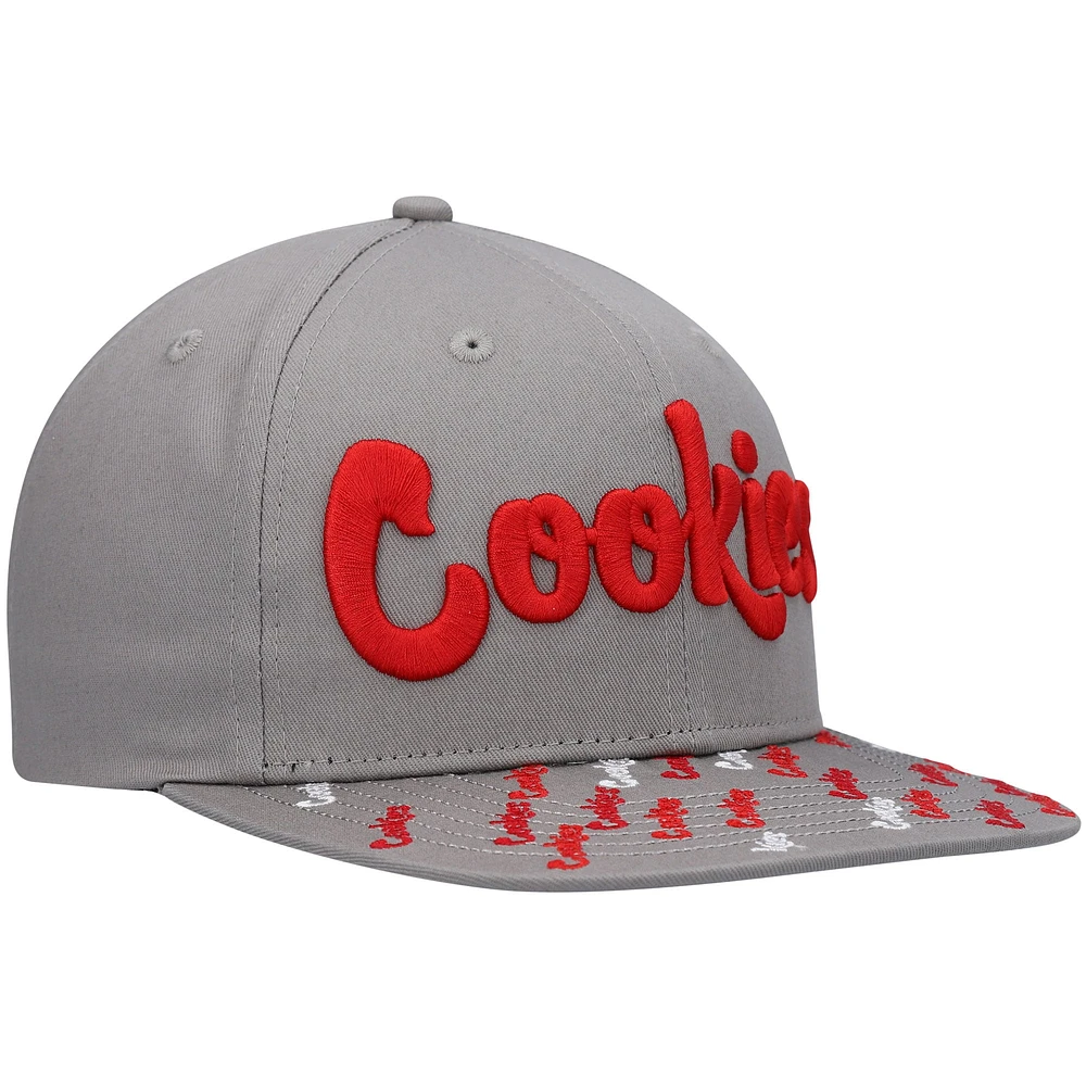 Men's Cookies Gray Triple Beam Snapback Hat