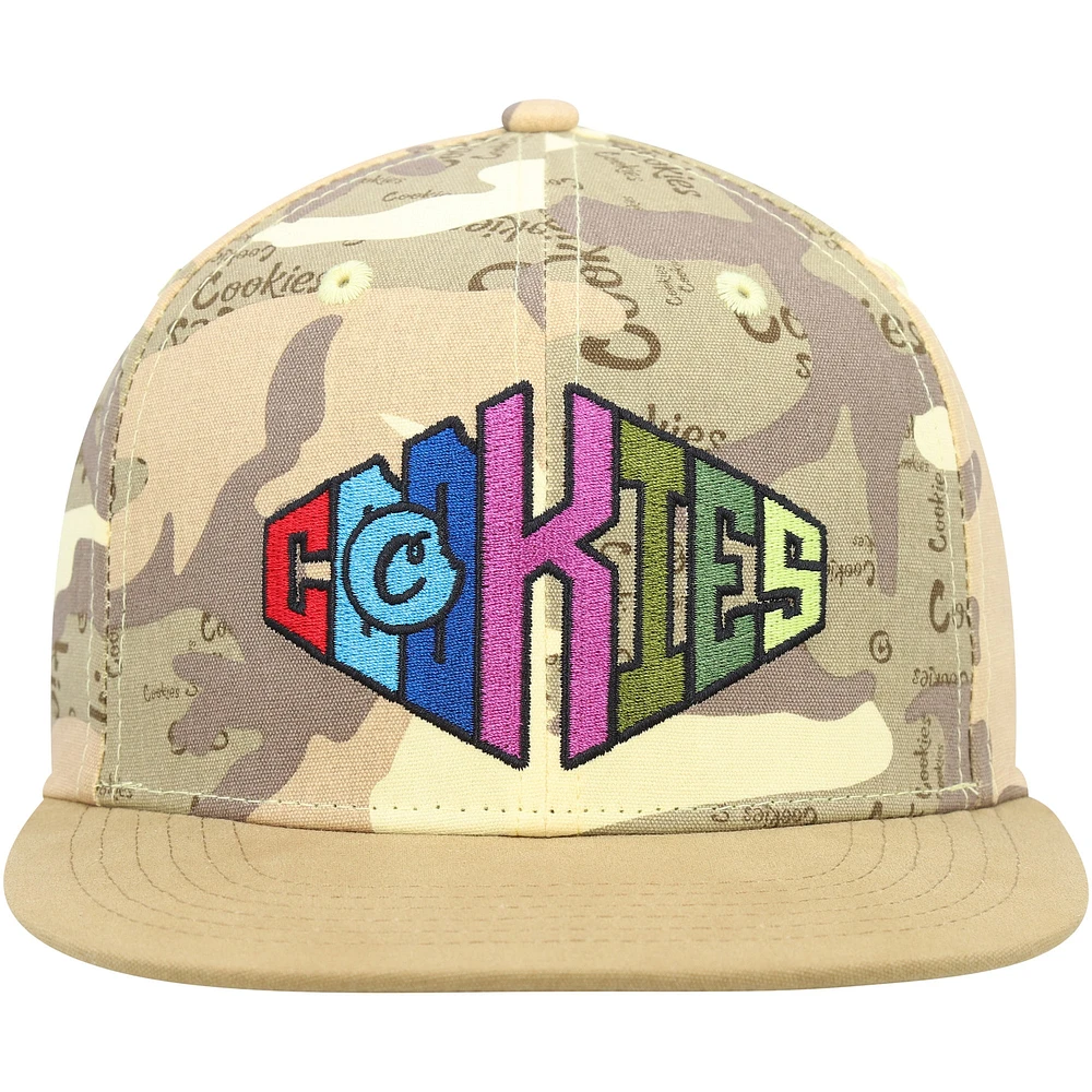 Men's Cookies Tan/Camo Across the Board Snapback Hat