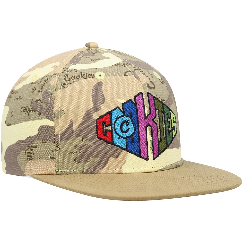 Men's Cookies Tan/Camo Across the Board Snapback Hat