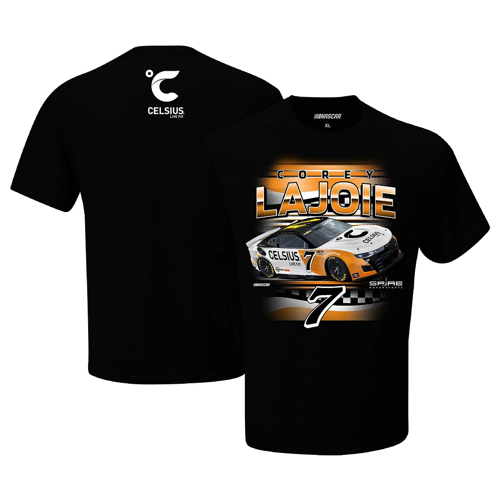 Men's Checkered Flag Sports  Black Corey LaJoie Celsius Car T-Shirt