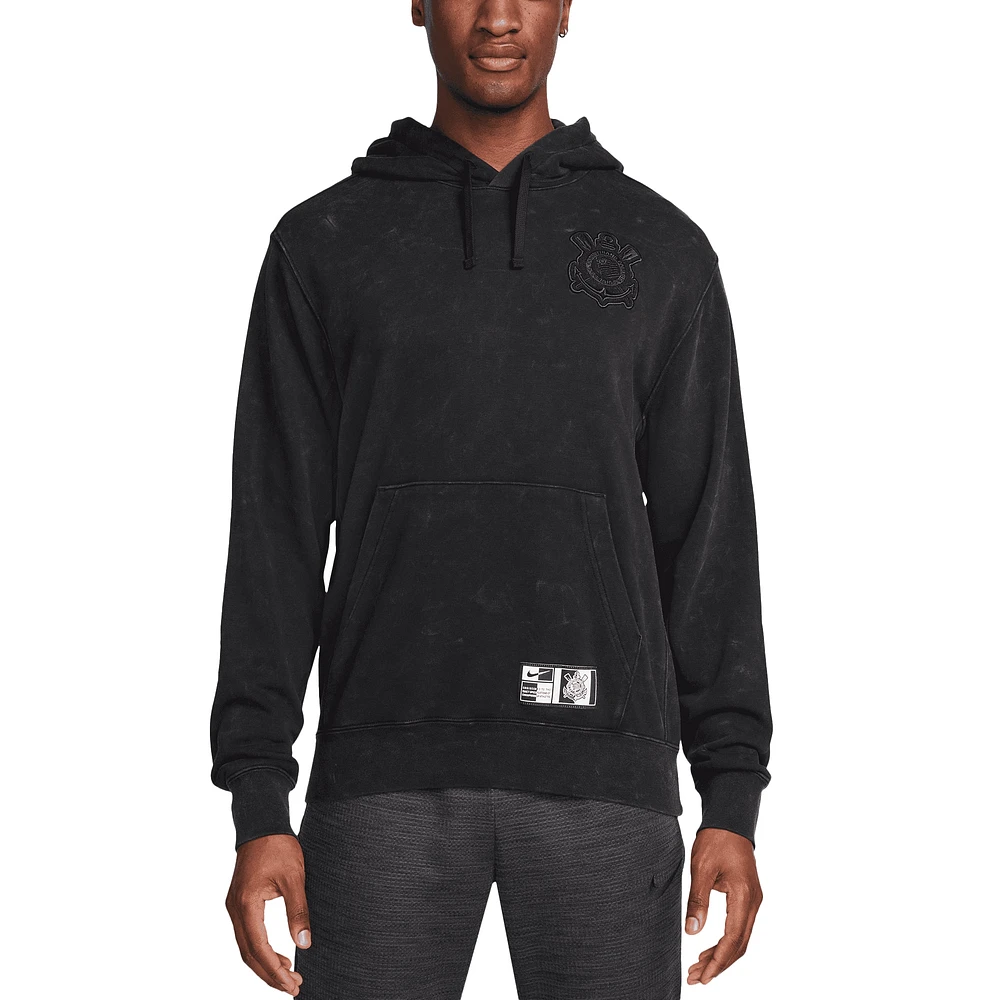 Sweat à capuche délavé Nike Corinthians Club noir pour homme