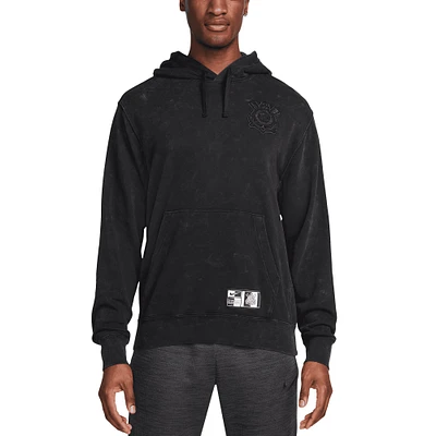 Men's Nike Black Corinthians Club Washed Pullover Hoodie