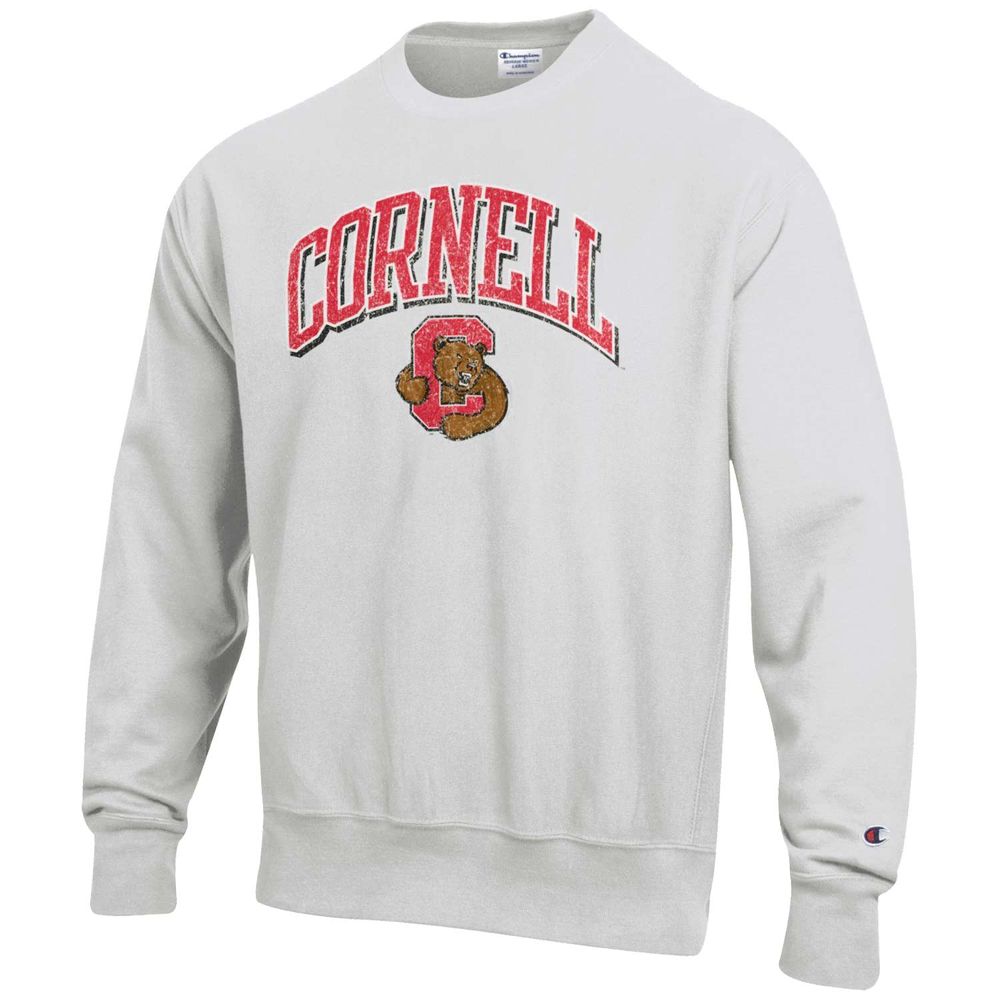 Men's Champion Gray Cornell Big Red Arch Over Logo Reverse Weave Pullover Sweatshirt