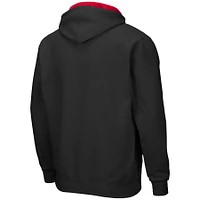 Men's Colosseum Black Cornell Big Red Arch & Logo 3.0 Full-Zip Hoodie