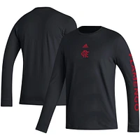 T-shirt à manches longues adidas CR Flamengo Team Crest pour hommes, noir