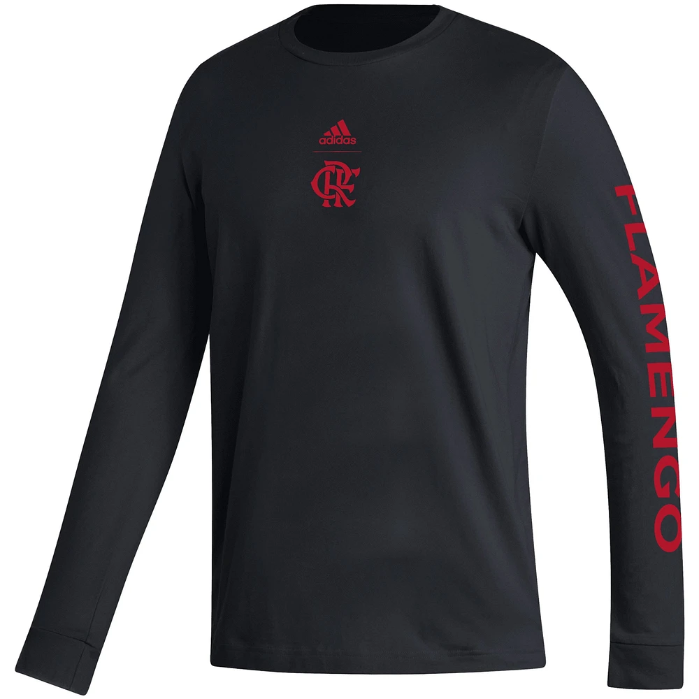 T-shirt à manches longues adidas CR Flamengo Team Crest pour hommes, noir