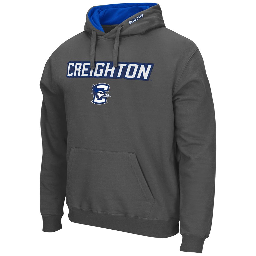 Men's Colosseum Charcoal Creighton Bluejays Arch and Logo Pullover Hoodie