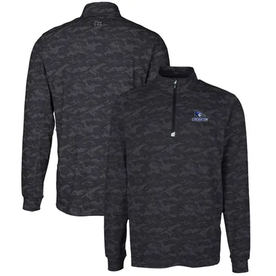 Creighton Bluejays Cutter & Buck Big Tall Traverse Camo Print Stretch Quarter-Zip Pullover Top