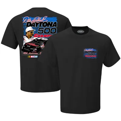 Dale Earnhardt Checkered Flag 25th Anniversary Daytona 500 Race Win T-Shirt - Black