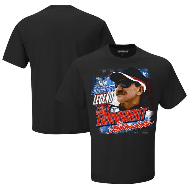 T-shirt Dale Earnhardt The Intimidator Legend noir avec drapeau à damier pour homme